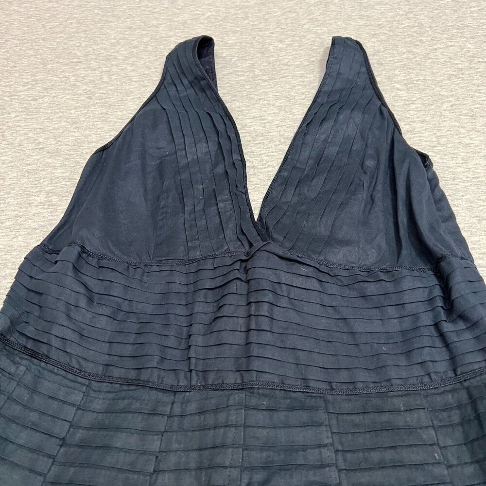Solitaire LA Dress Womans Small Sleeveless Pleated Navy Blue Fit Flare Lined - Picture 4 of 16
